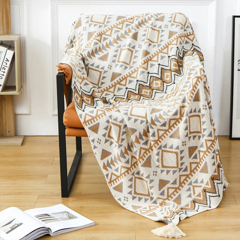 Bohemian Knit Throw Blanket