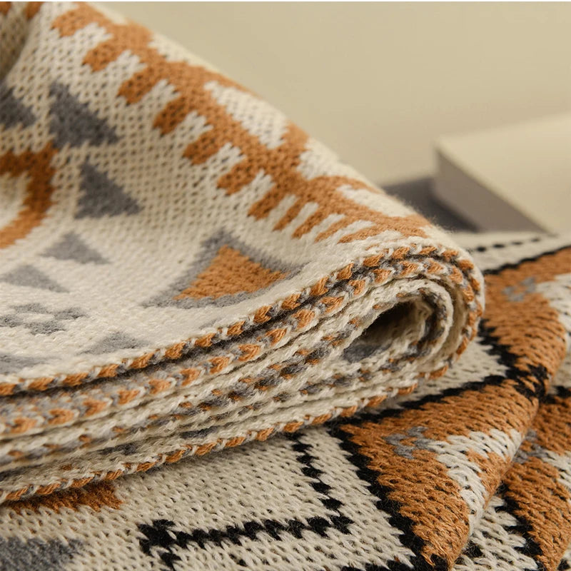 Bohemian Knit Throw Blanket